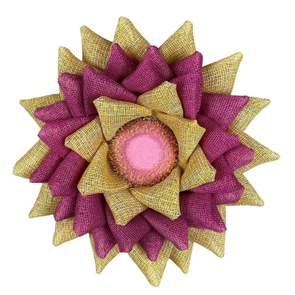 Flower Door Hanger, Large Spring Wreath, Pink Burlap Wreath, Spring Farmhouse, D